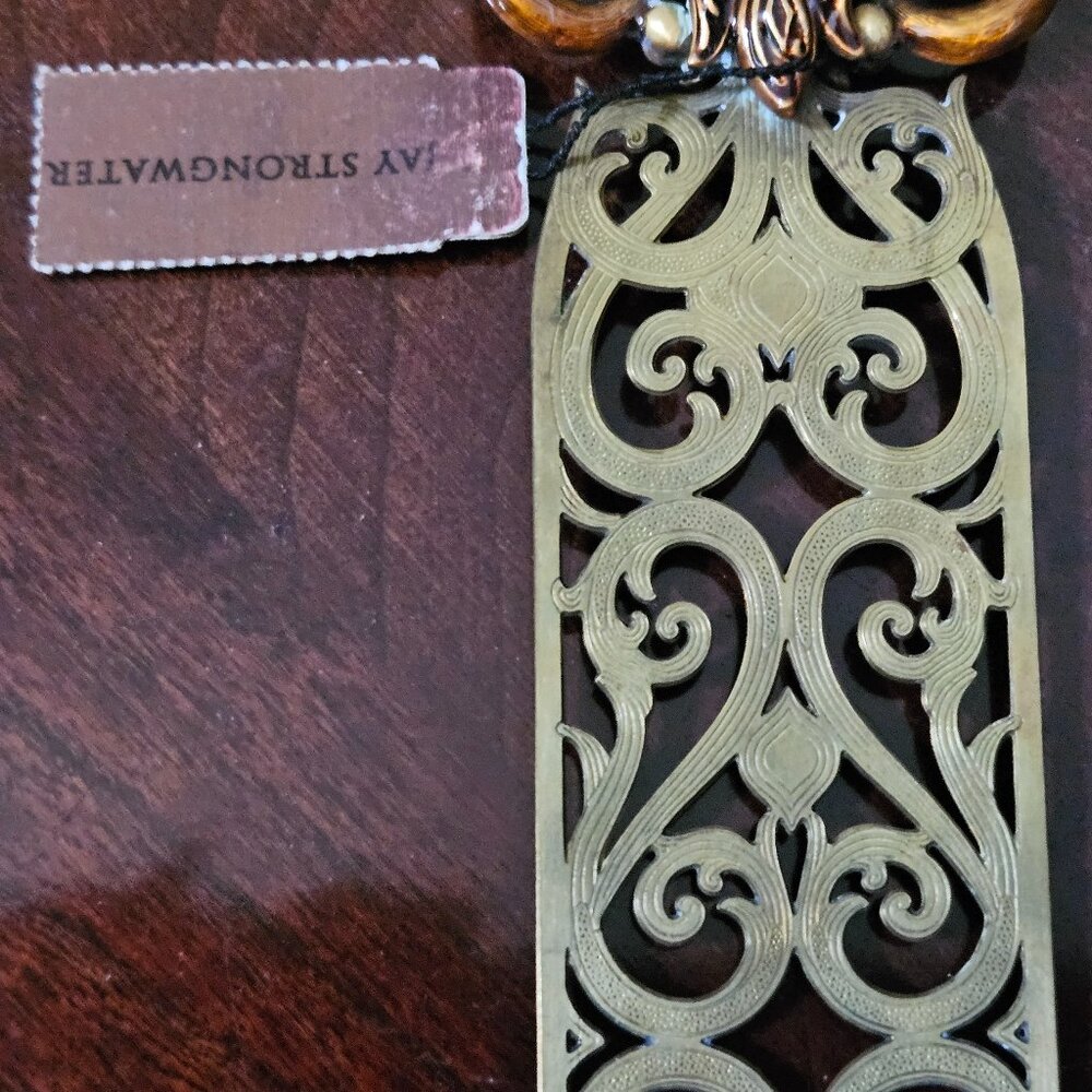 RARE LUXURY JAY STRONGWATER TOPAZ FLEUR DE LIS BOOKMARK DESK ENAMEL CRYSTAL - Picture 9 of 12